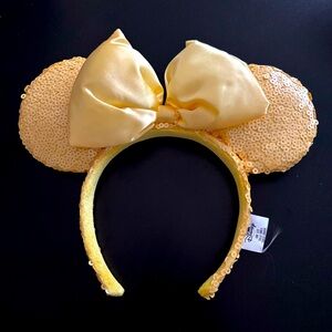 Disney Parks Butter Yellow Sequins Minnie Mouse Ears Headband